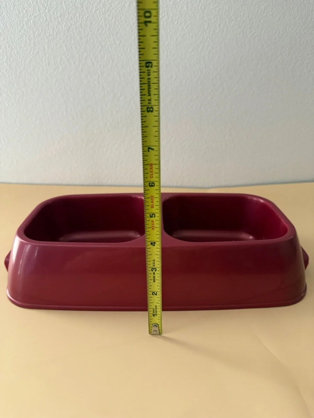 Double Feeding Bowl - Burgundy Plastic Pet Dishes